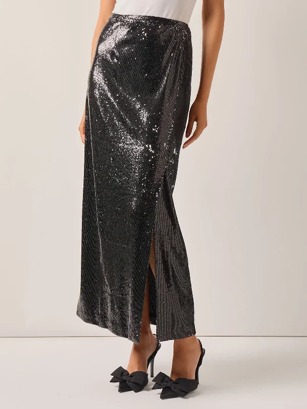 Statement-makingSequin Novelty Woven Straight Maxi Skirt