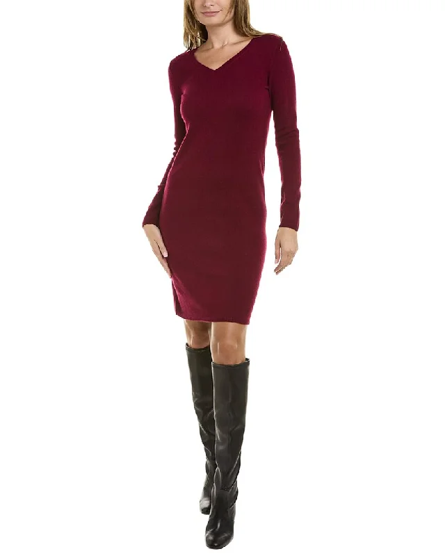 Parisiansofiacashmere V-Neck Cashmere Sweaterdress