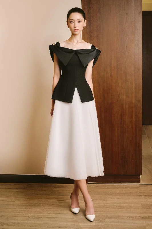 Grunge-styleSophia A-line Flared Tulle Midi Skirt