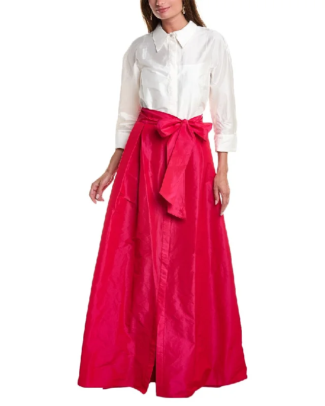 Easy-breezyTeri Jon by Rickie Freeman Taffeta Shirt Gown