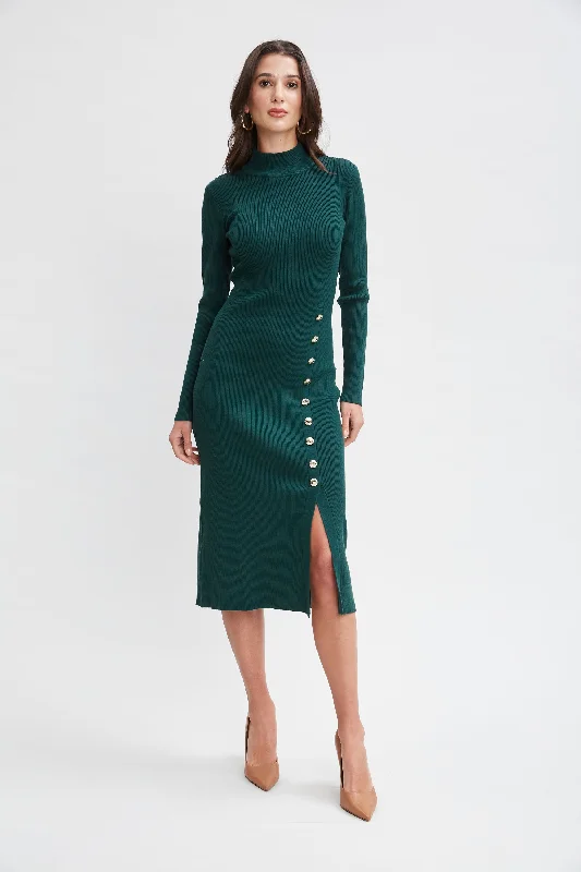 Lace-detailedButton Sweater Dress