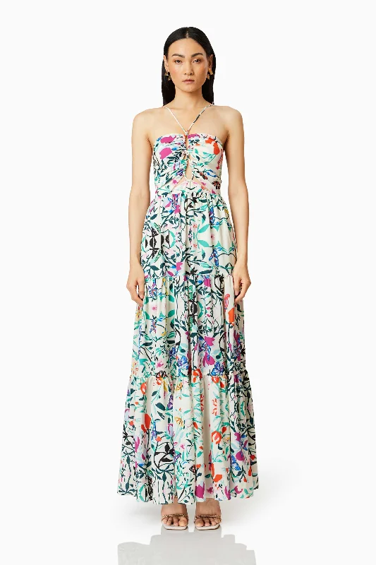 Neutral-tonedTradewinds Halter Maxi Dress In Multi