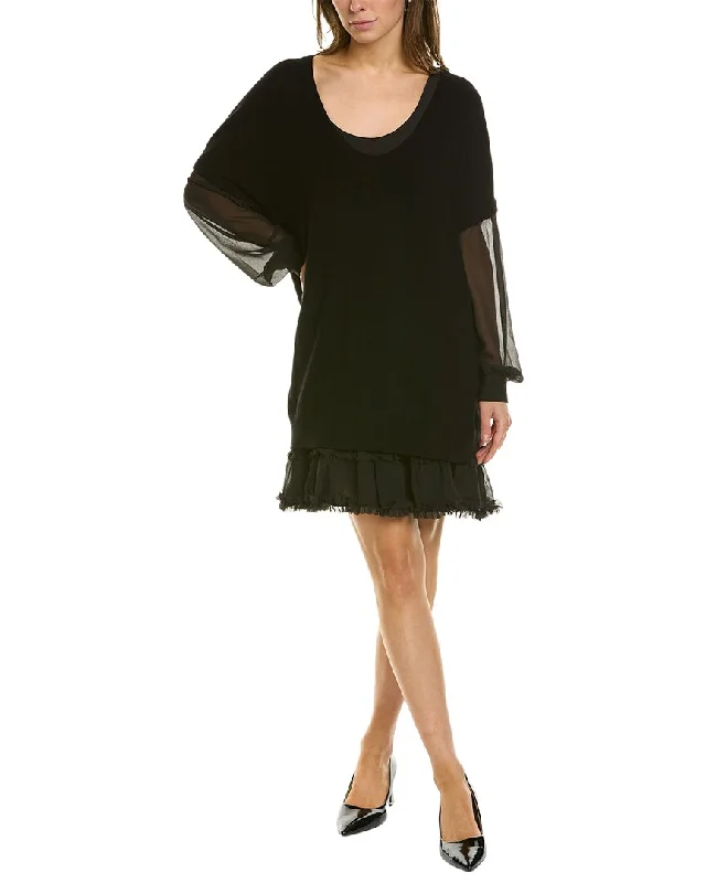 DramaticTWINSET Combo Wool-Blend Sweaterdress