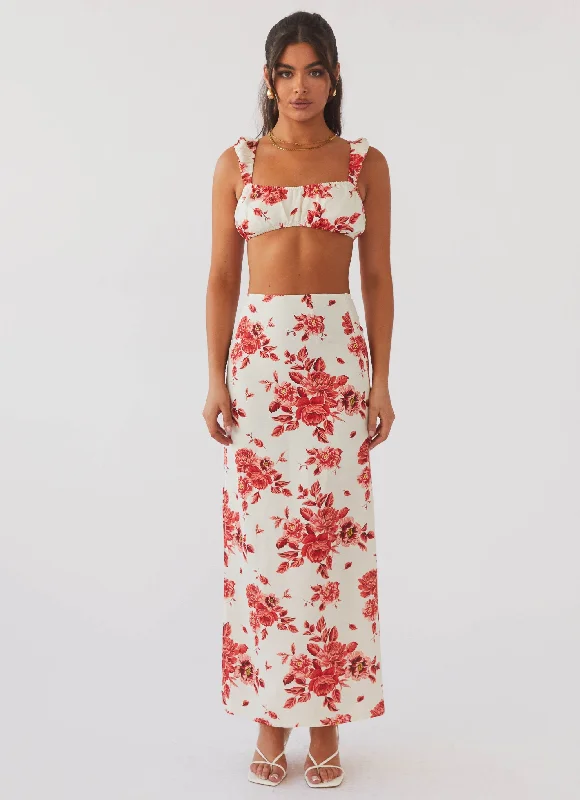 Vintage-chicValencia Villa Maxi Skirt - Rosa Floria