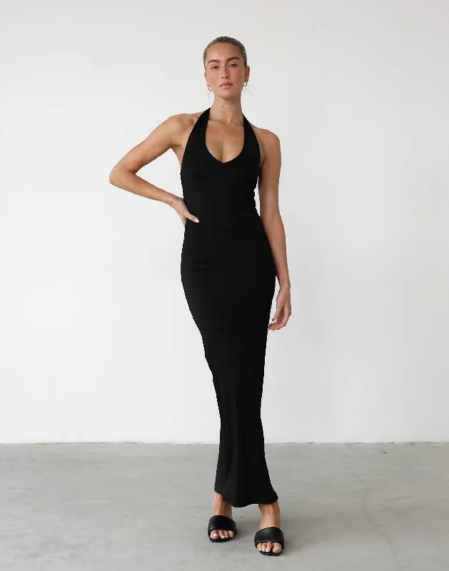 Boho eleganceVeena Maxi Dress (Black)