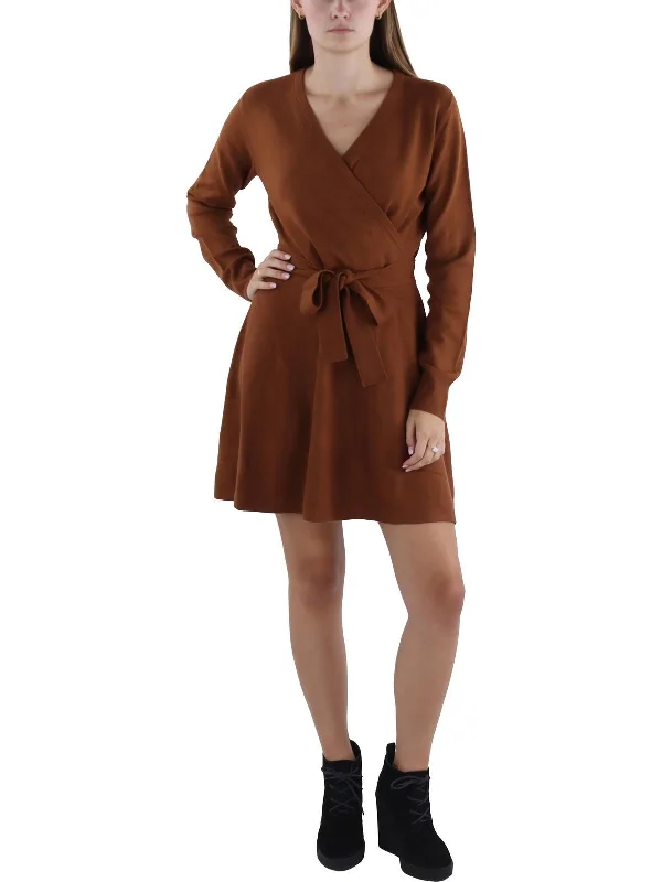 Urban-coolWomens Above Knee Surplice Sweaterdress