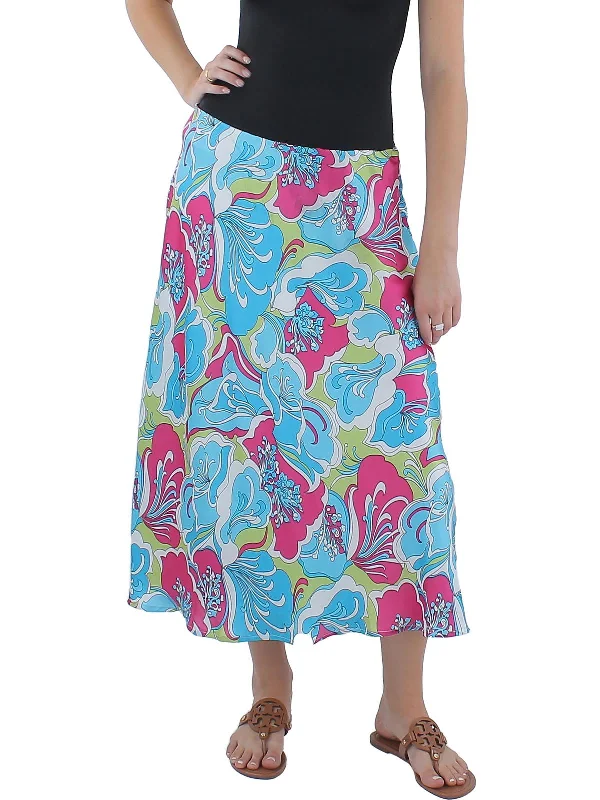 Pure & simpleWomens Flared Satin Midi Skirt