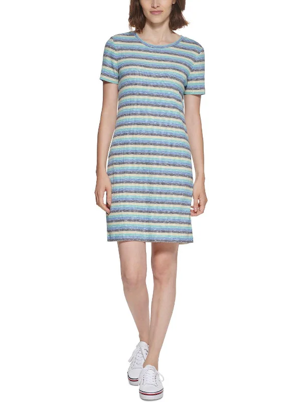 Nordic-inspiredWomens Striped Above Knee Sweaterdress