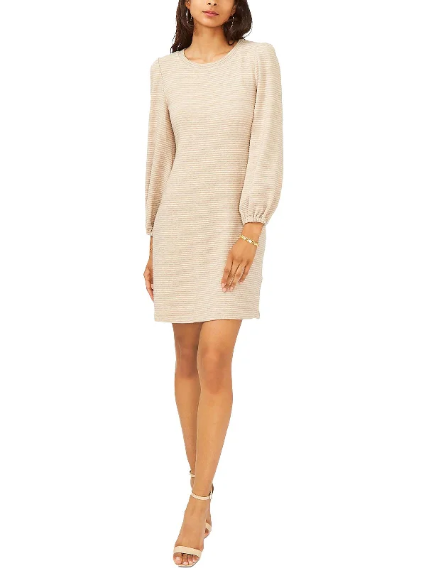 DramaticWomens Striped Blouson Sleeve Sweaterdress