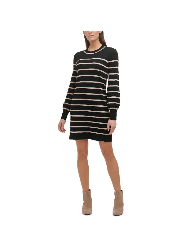 Luxe-basicsWomens Striped Knee-Length Sweaterdress