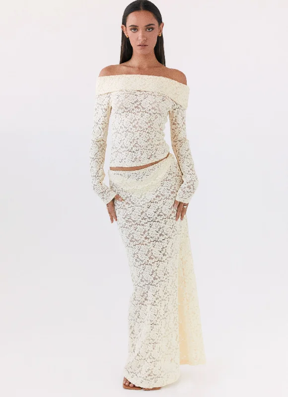 Muted-tonesZephyra Lace Maxi Skirt - Natural