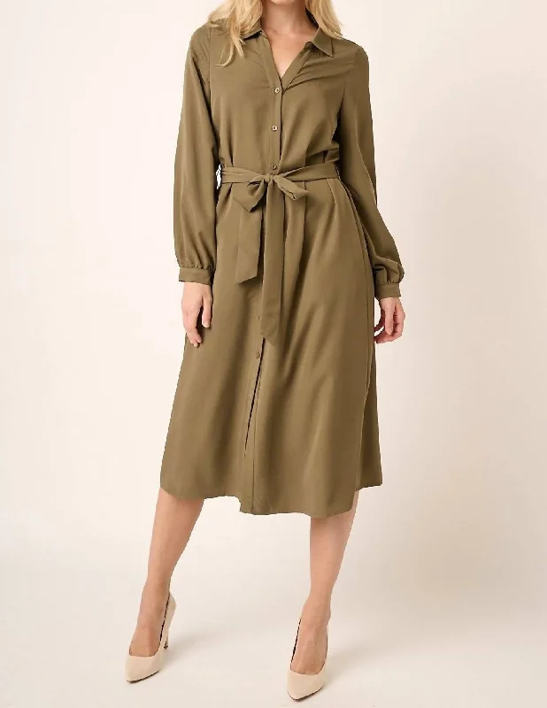 Chic-tailoredAnna Shirt Dress In Olive