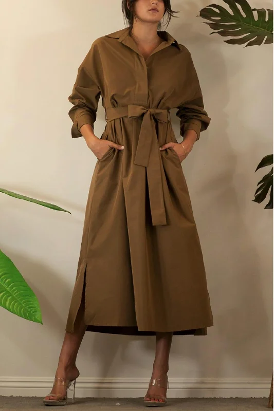 Contemporary-coolCool Maxi Shirt Dress In Caramel