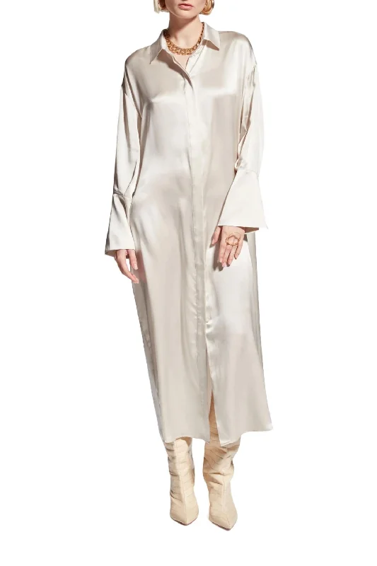 OpulentElsa Shirt Dress In White Sand
