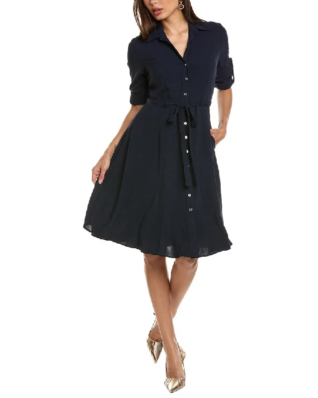 Old-moneySharagano Textured Airflow Shirtdress