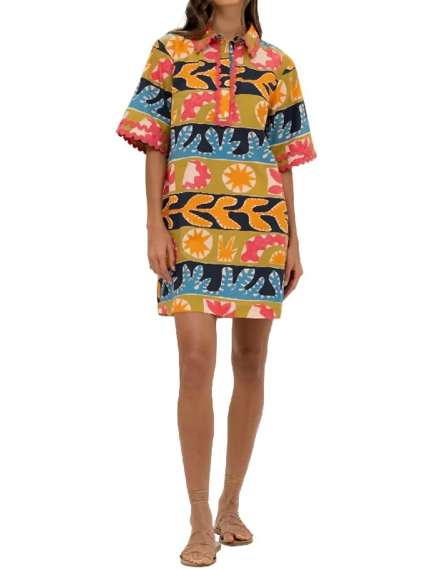 SleekShirt Dress In Canyon Red