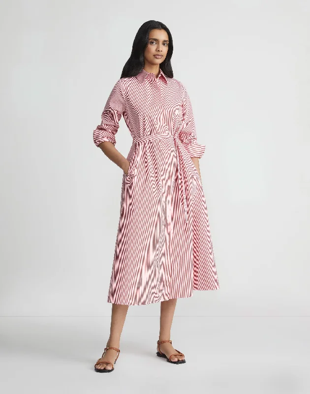 Sleek-modernStripe Cotton Poplin Shirtdress