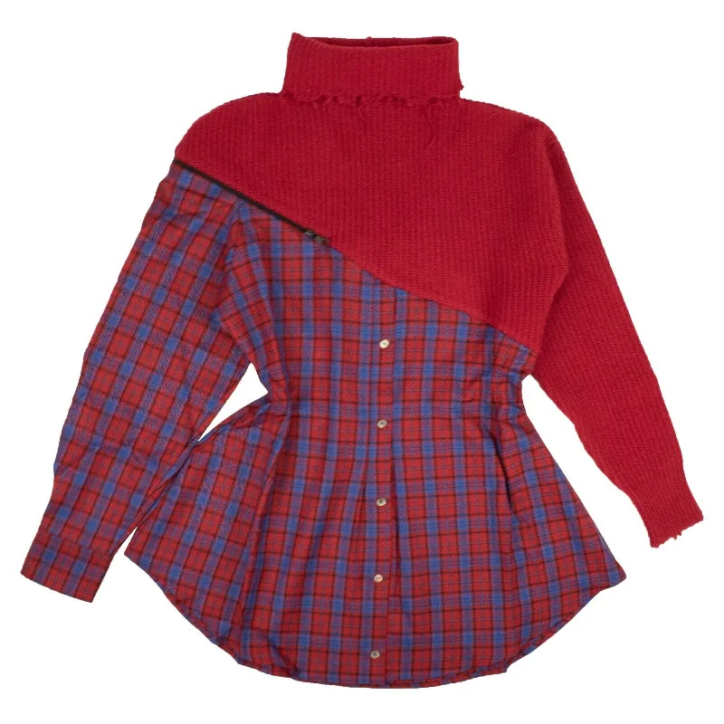 Modern-luxeUnravel Project Contrast Panel Shirt Dress - Red