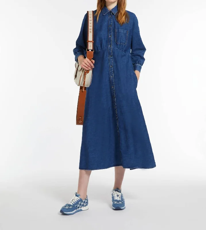 PolishedWeekend Yemen Denim Shirt Dress In Navy Medium