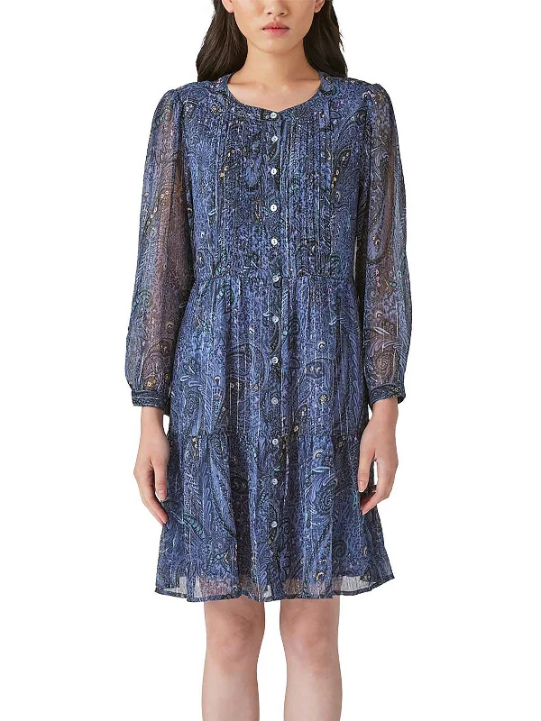 Unisex-chicWomens Metallic Pinstripe Shirtdress