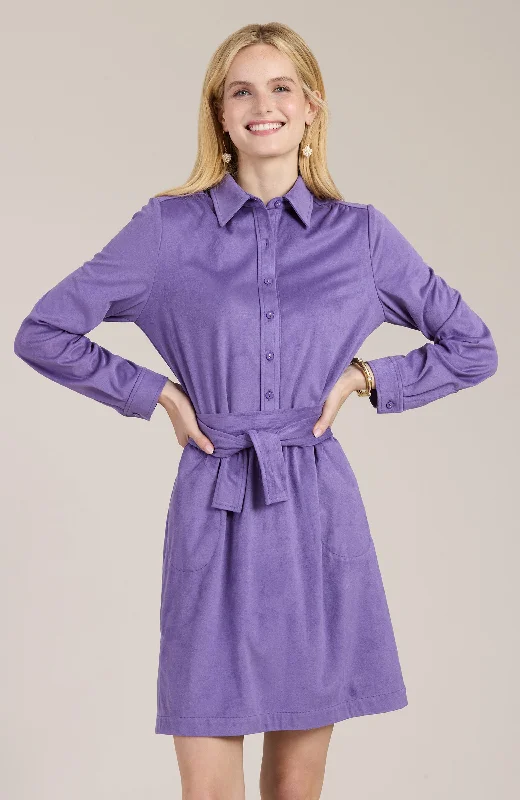 Elegant-minimalistZiva Faux Suede Shirtdress - Light Violet
