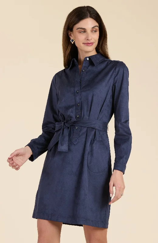 Nordic-inspiredZiva Faux Suede Shirtdress - Navy