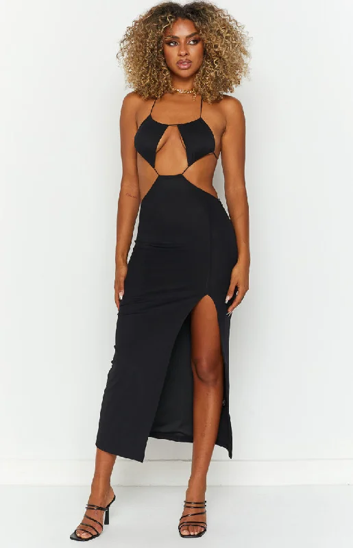 Muted-tonesAdelita Black Midi Dress