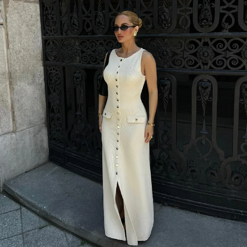 Relaxed-silhouetteAlbion Sleeveless Buttoned Midi Dress