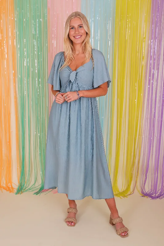 VintageRESTOCK: Always A Delight Midi Dress-Chambray