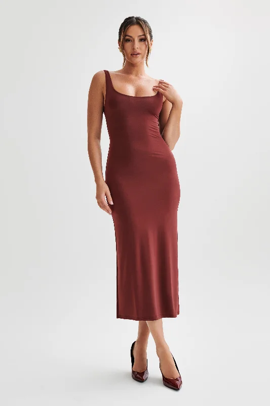 Old-moneyAugustine Slinky Scoop Midi Dress - Wine