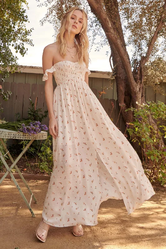 DramaticBuds of May Off-Shoulder Floral Maxi Dress