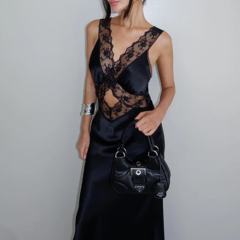 Glam-meets-streetDrama Lace Cut Out Maxi Dress
