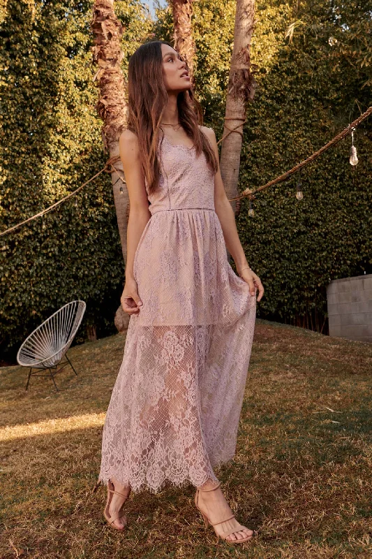 ContemporaryEver After Layered Eyelash Lace Maxi Dress