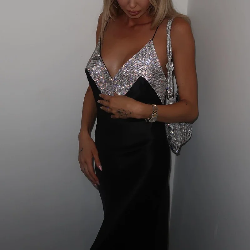 GlamorousIncognito Crystal Embellished Maxi Dress