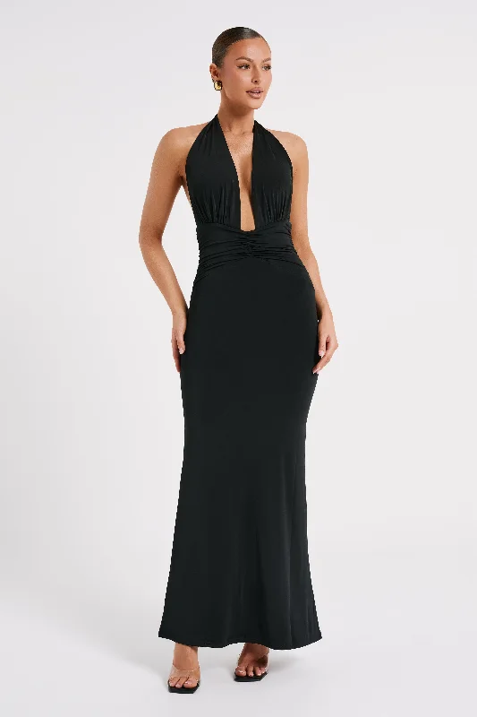 Power-dressingJovanna Slinky Halter Maxi Dress - Black