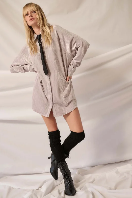 Artfully-simpleLaid-Back Luxury Crinkle Velvet Mini Shirt Dress