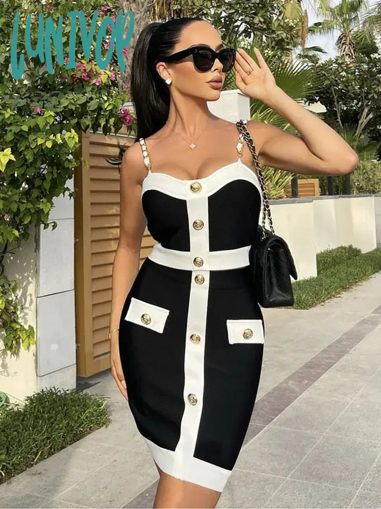 Monochromatic-styleLunivop Women Summer Sexy Sleeveless Backless Patchwork Chain Two Piece Mini Bandage Skirt Set Celebrity Evening Party Women's Set Monochromatic-styleLunivop Women Summer Sexy Sleeveless Backless Patchwork Chain Two Piece Mini Bandage Skirt Set Celebrity Evening Party Women's Set