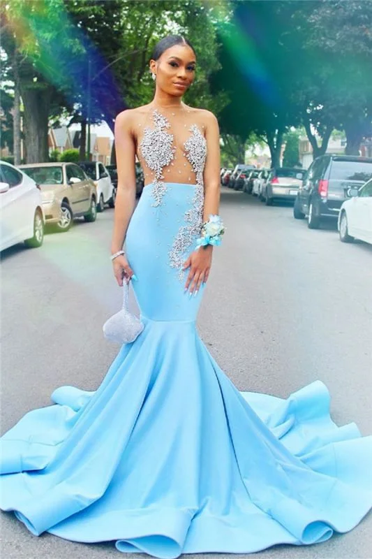 LavishMermaid Sheer Tulle Sexy Prom Dresses for Juniors | Crystals Sky Blue Evening Gowns gh2426 LavishMermaid Sheer Tulle Sexy Prom Dresses for Juniors | Crystals Sky Blue Evening Gowns gh2426