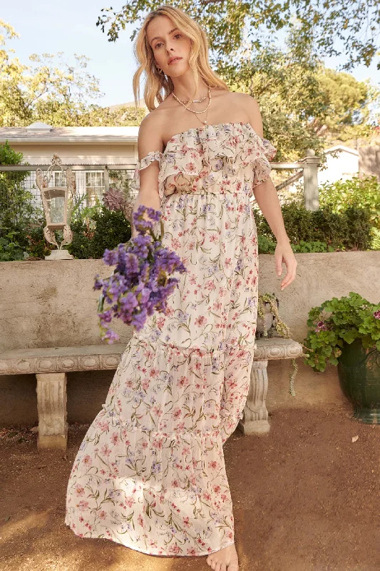 Effortlessly-coolMy Always Ruffled Off-Shoulder Floral Maxi Dress