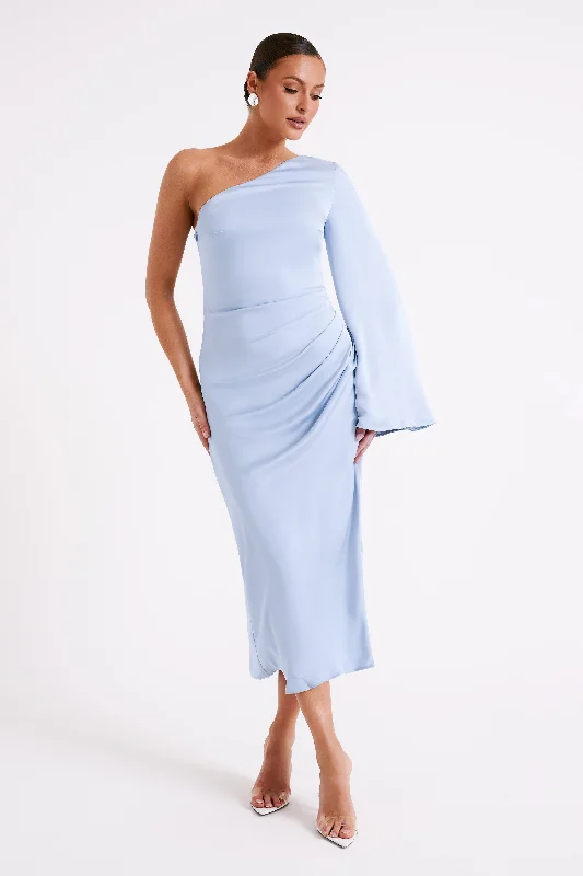 90s-inspiredNyomi One Shoulder Maxi Dress - Ice Blue