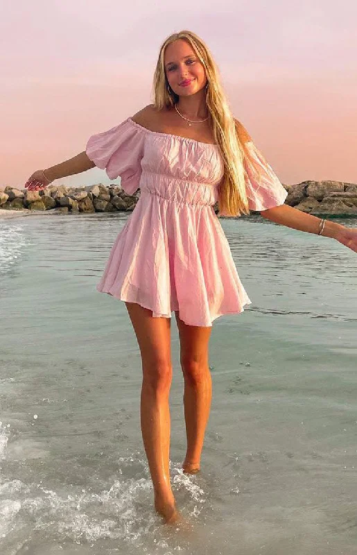 Laid-back-stylishParadise Puff Sleeve Dress Pink