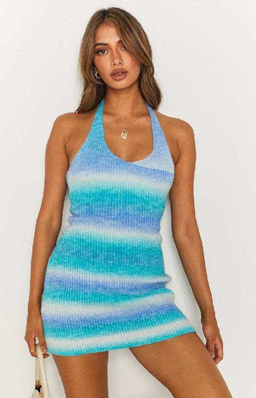 Luxe-minimalismRylie Spacedye Halter Dress Blue