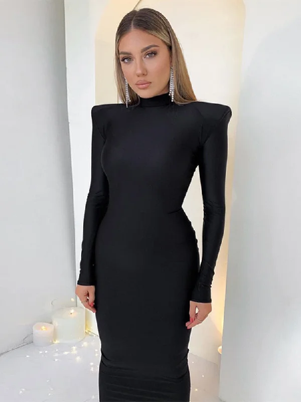 80s-inspiredShoulder Padded Party Dress