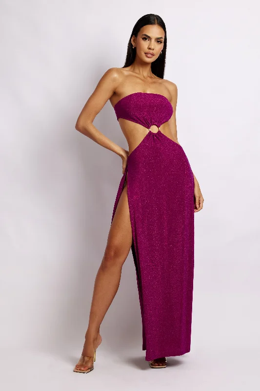 Performance-fashionSierra Strapless Shimmer Dress - Violet Shimmer