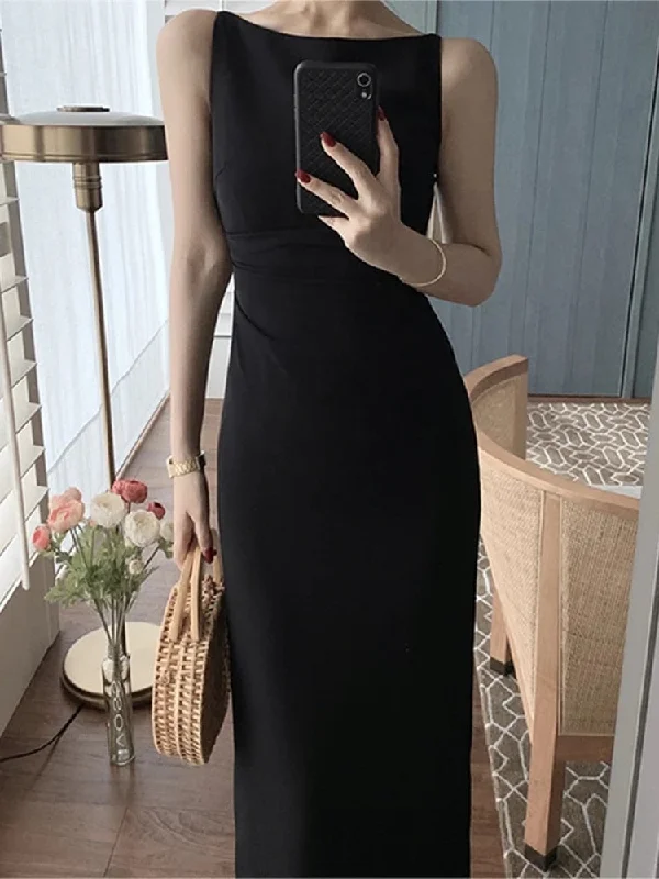 Island eleganceWomen Spaghetti Strap Sleeveless Dress