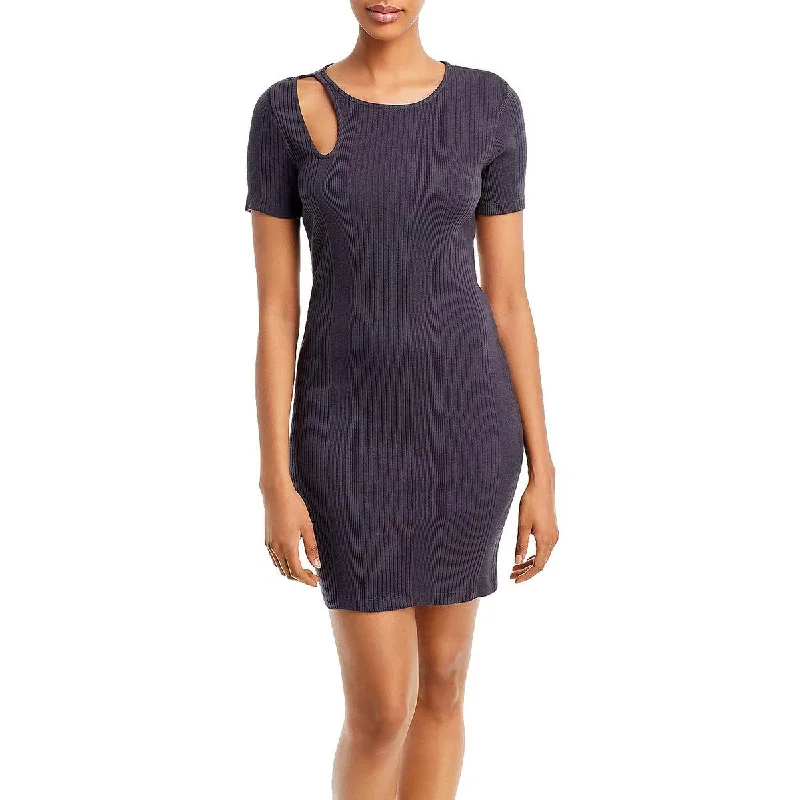 Sci-fi-inspiredMonrow Womens Cut-Out Ribbed T-Shirt Dress