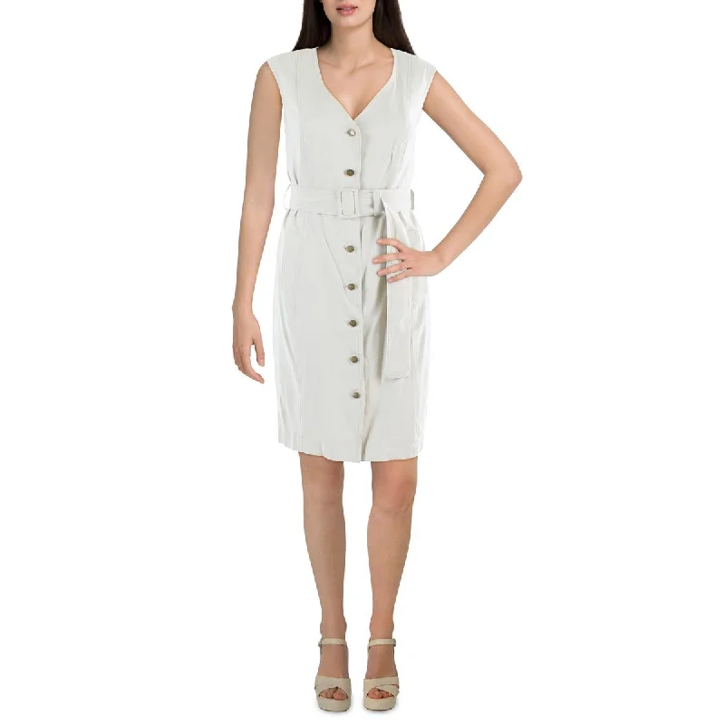 Luxe-casualCalvin Klein Womens Collarless Mini Shirtdress