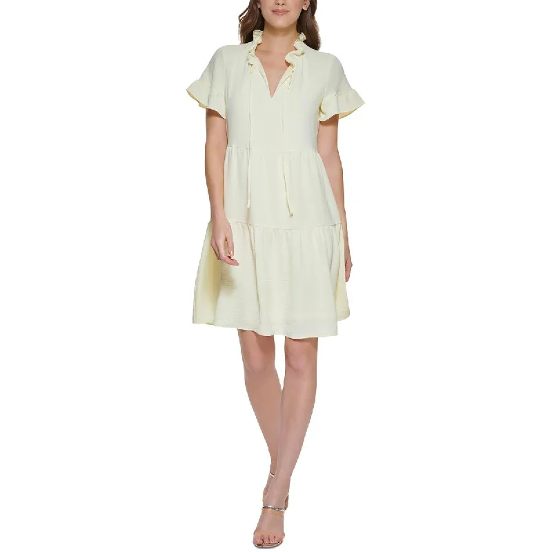 Edgy-chicDKNY Womens Ruffled Short Shift Dress