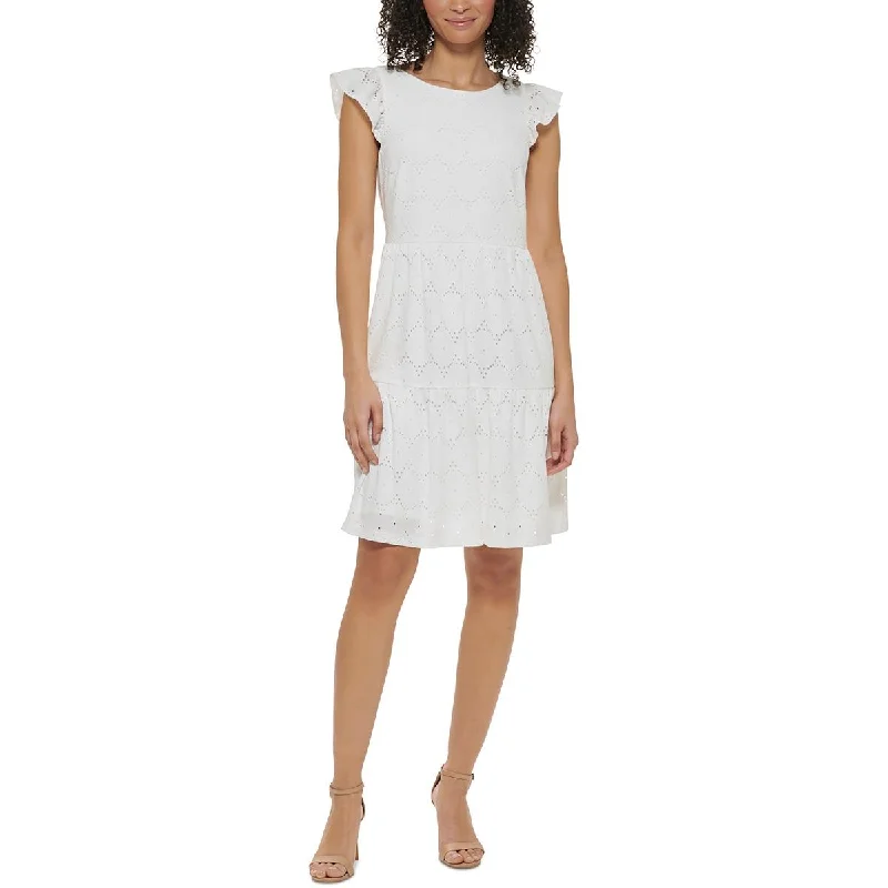 ChicJessica Howard Womens Eyelet Jersey Shift Dress