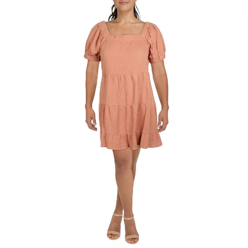 Sophisticated old-worldQED London Womens Puff Sleeve Square neck Shift Dress